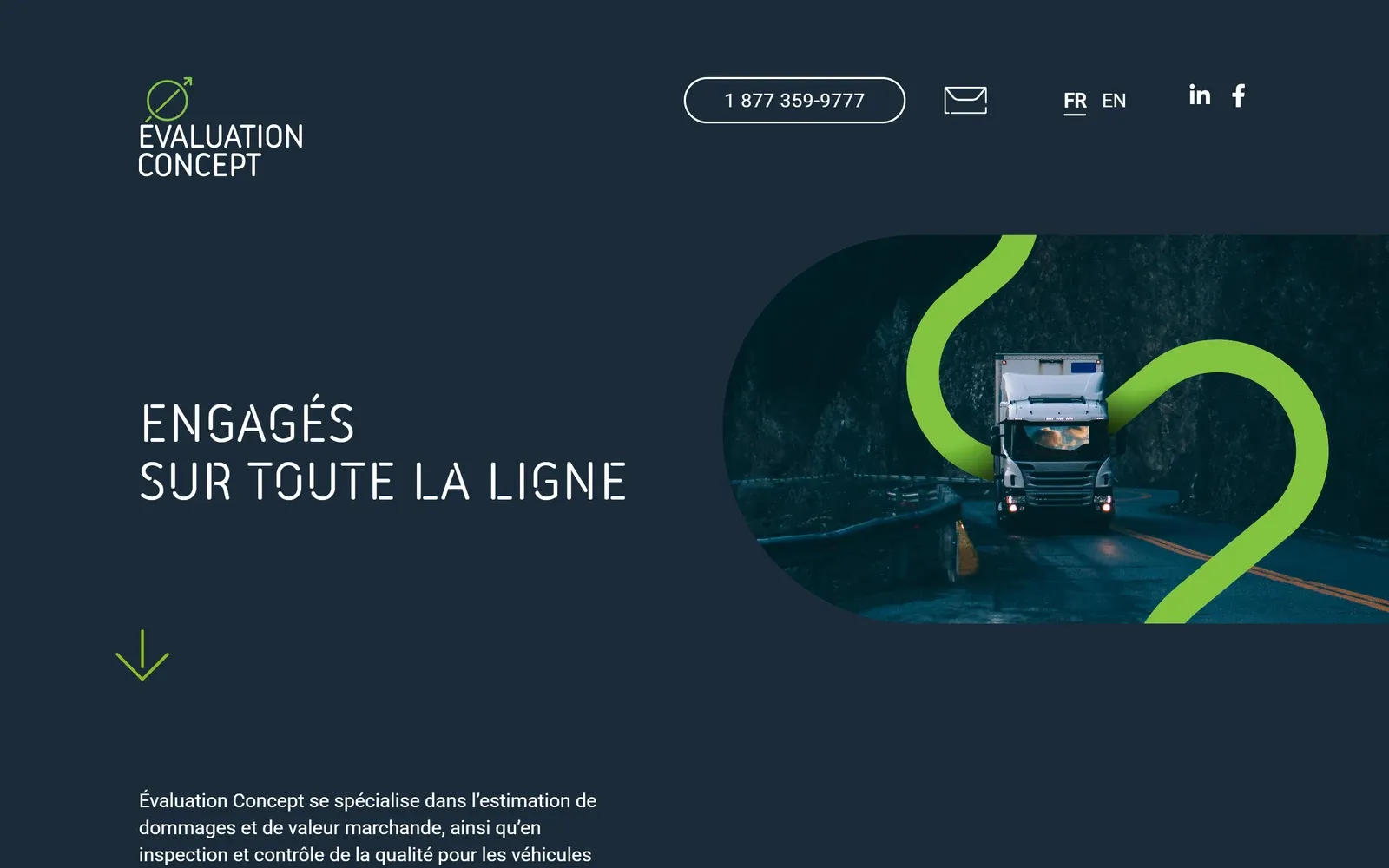 Page d’accueil du site d’Évaluation Concept, vue sur ordinateur