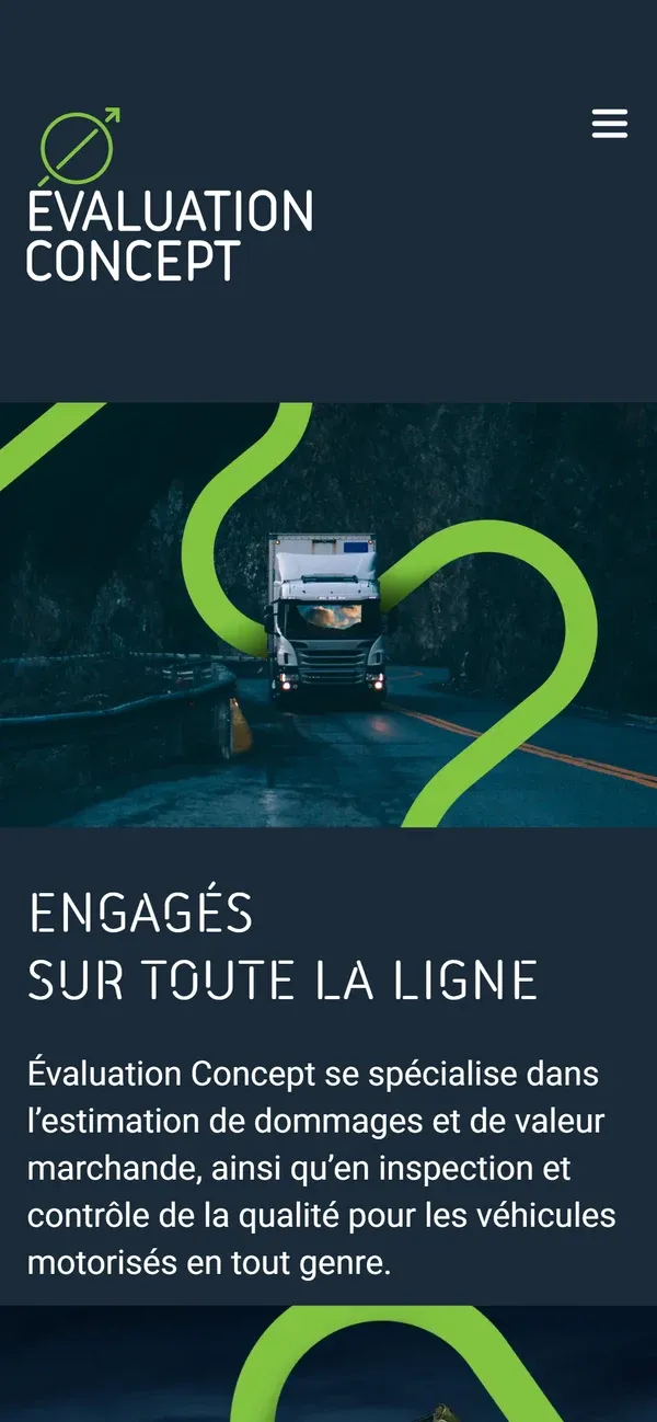 Page d’accueil du site d’Évaluation Concept, vue sur téléphone