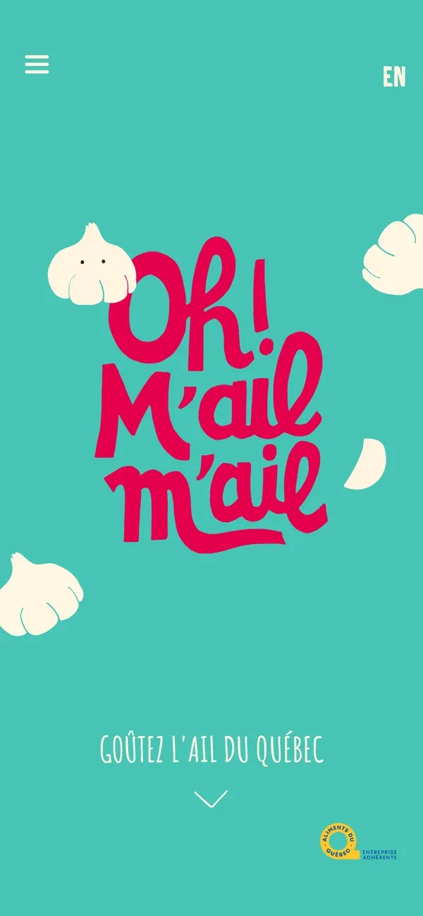 Page d’accueil du site d’Oh! M’ail M’ail, vue sur téléphone